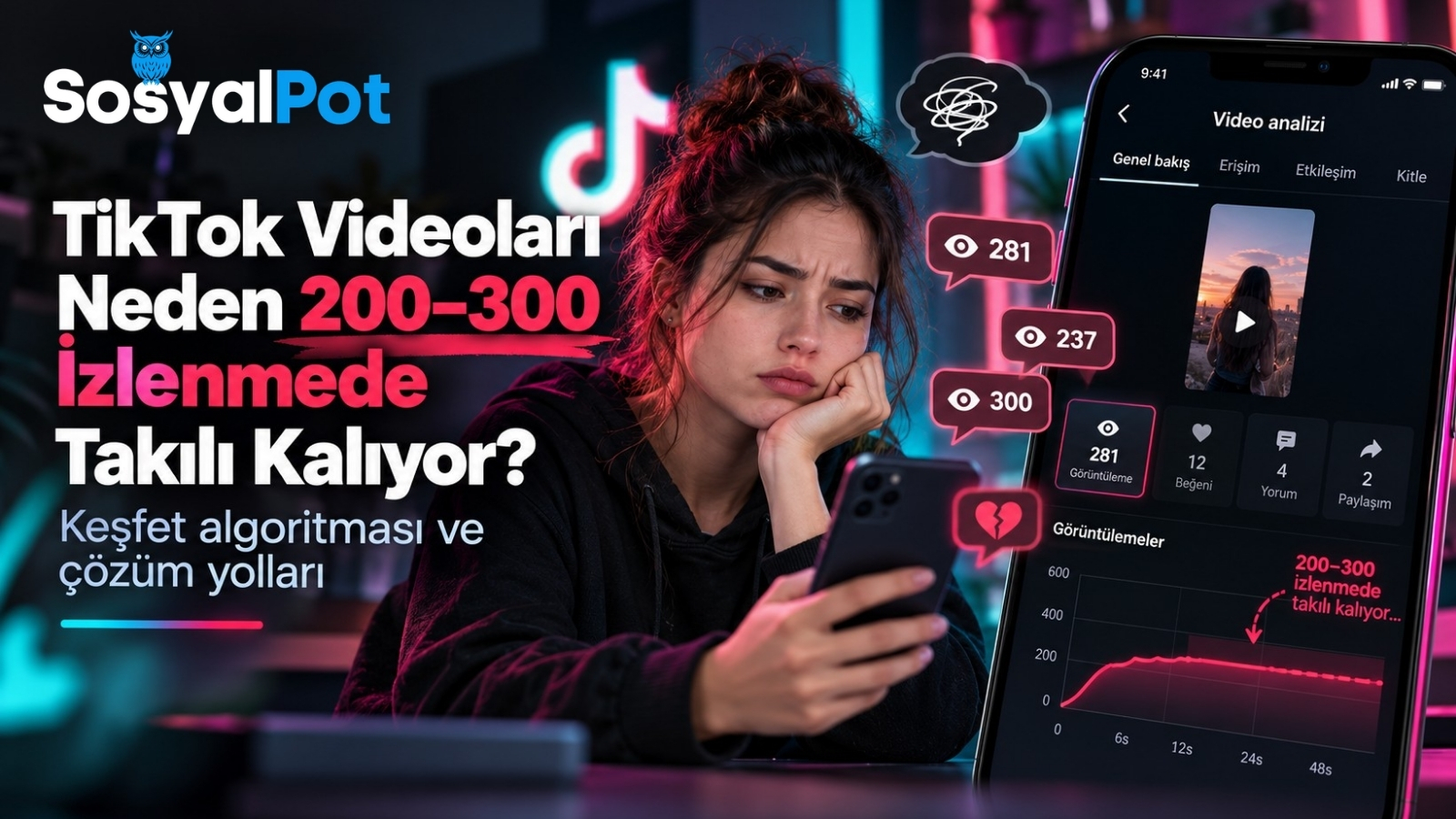 TikTok Videoları Neden 200–300 İzlenmede Takılı Kalıyor? 9 tiktok videolar neden 200 300 izlenmede kaliyor